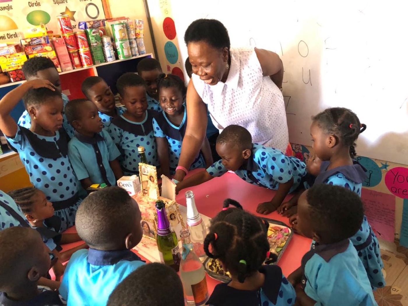 A classroom celebration with our teacher