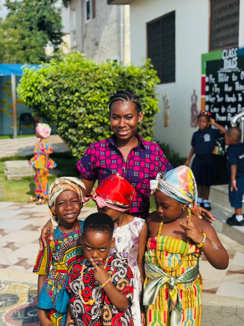 Cultural day — our teacher with pupils in traditional dress