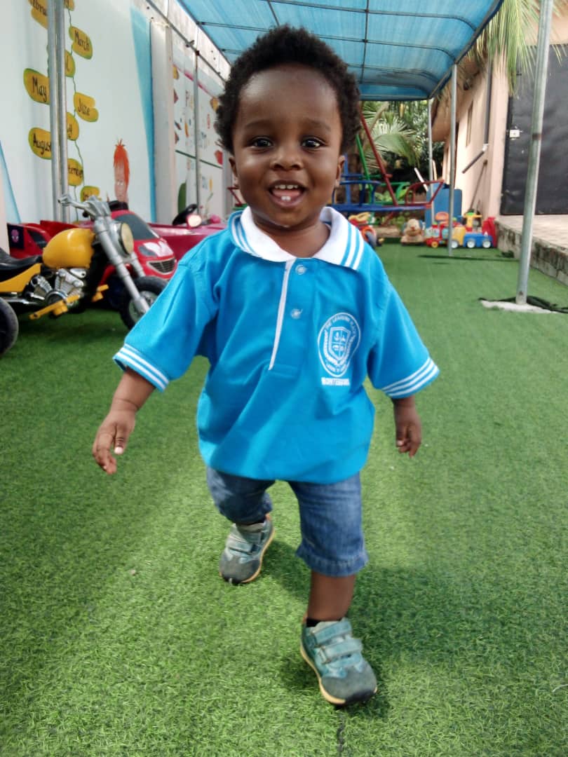 One of our youngest crossing the playground